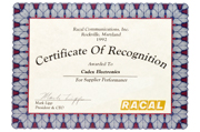 1992 - Certificate of Recognition 