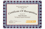 1994 - Certificate of Recognition 